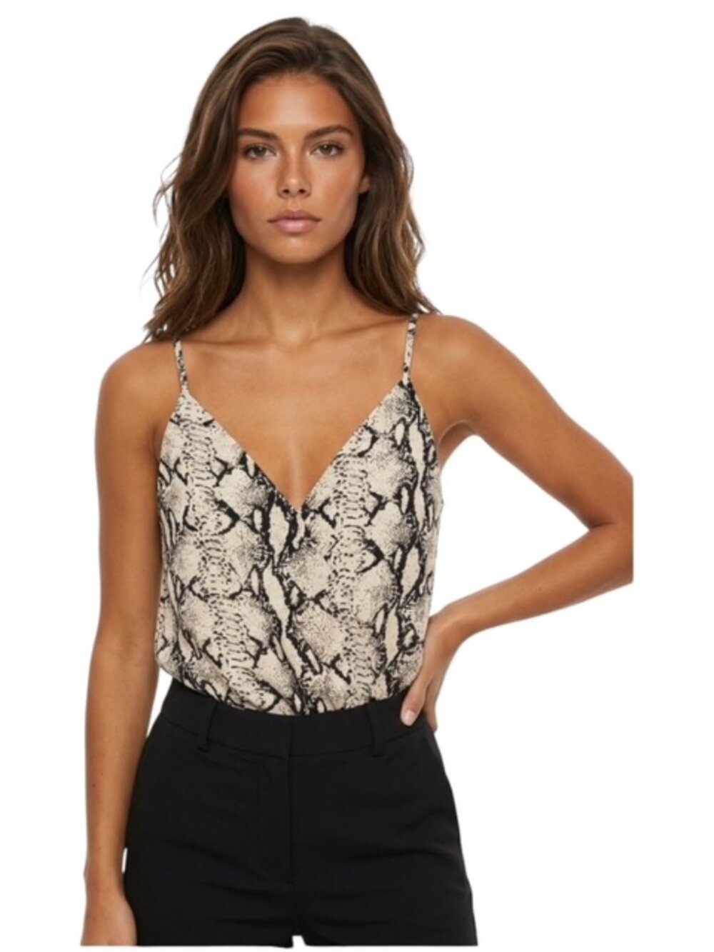 Tobi Tough To Take Down Small V Neck Snakeskin Bodysuit NWT